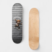 Boys Skateboarding Teddy Bear Brick Wall Naam Skateboard (Voorkant)