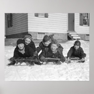 Boys Sledding, 1936.  foto Poster
