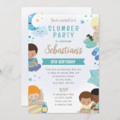 Boys Sleepover Invitation – PJs, Pillows & Gaming (Devant / Derrière)