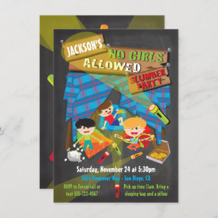 Boys Sleepover Invitations de la partie de bois