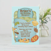 Boys Sleepover Party Invitation Kaart (Staand voorkant)