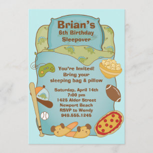 Boys Sleepover Party Invitation Kaart