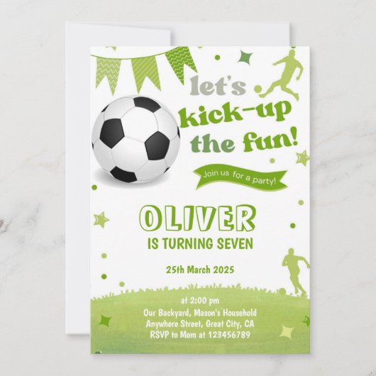Boys Soccer Anniversaire Invitation Football Party (Devant)