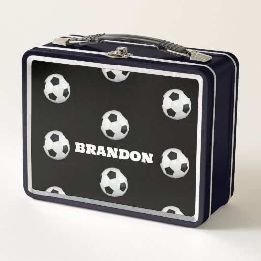 Boys Soccer Ball Black Stylish Custom Name Kids (Voorkant)