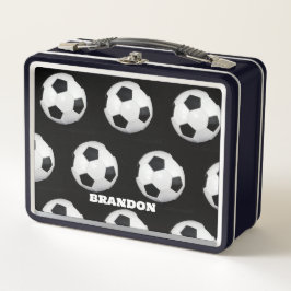 Boys Soccer Ball Black Stylish Custom Name Kids
