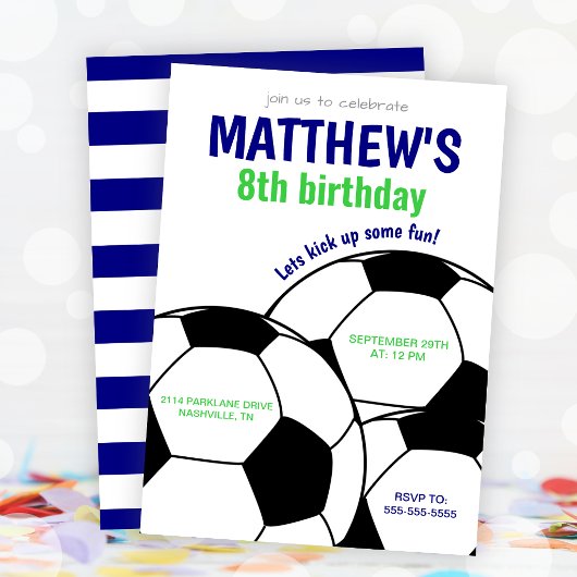 Boys Soccer Birthday Party Invitation