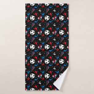 Boys Soccer Player - Red White Blue Freestyle Badhanddoek