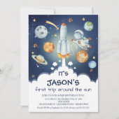 Boys Space First Trip omheen Sun Birthday Kaart (Voorkant)