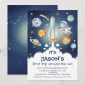 Boys Space First Trip omheen Sun Birthday Kaart (Voorkant / Achterkant)