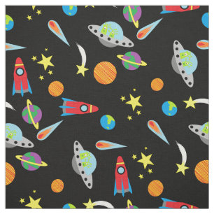 Boys Space Pattern sterren Planets Rockets Aliens Stof