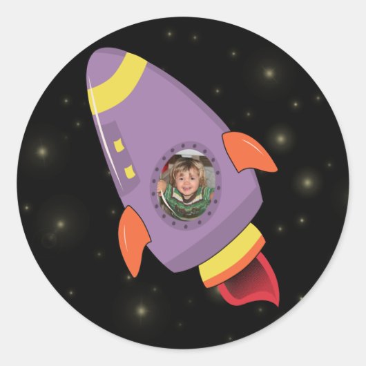 Boys Space Rocket Shiket School Sticker Label (Voorkant)