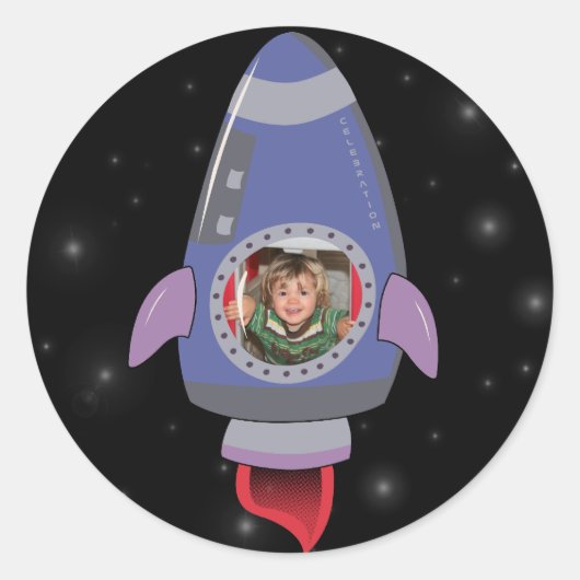 Boys Space Rocket Shiket School Sticker Label (Voorkant)