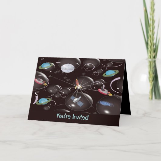 Boy's Space Verjaardag Uitnodiging (Voorkant)