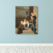 Boys Spelen Dice voor Christansborg Canvas Afdruk (Insitu (Houten vloer))