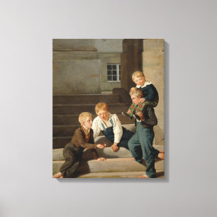 Boys Spelen Dice voor Christansborg Canvas Afdruk
