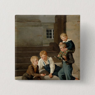 Boys Spelen Dice voor Christansborg Vierkante Button 5,1 Cm