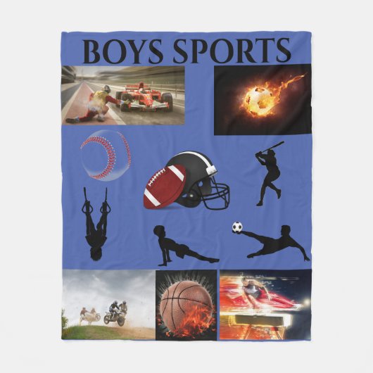 BOYS SPORTS FLEECE BLANKET. (Voorkant)