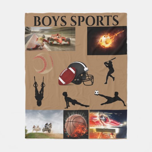 BOYS SPORTS FLEECE BLANKET. (Voorkant)