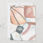 Boys Sports Invitation d'anniversaire - Orange & M (Dos)