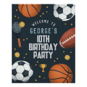 Boys Sporty Blue Affiche de bienvenue de fête d'an (Devant)