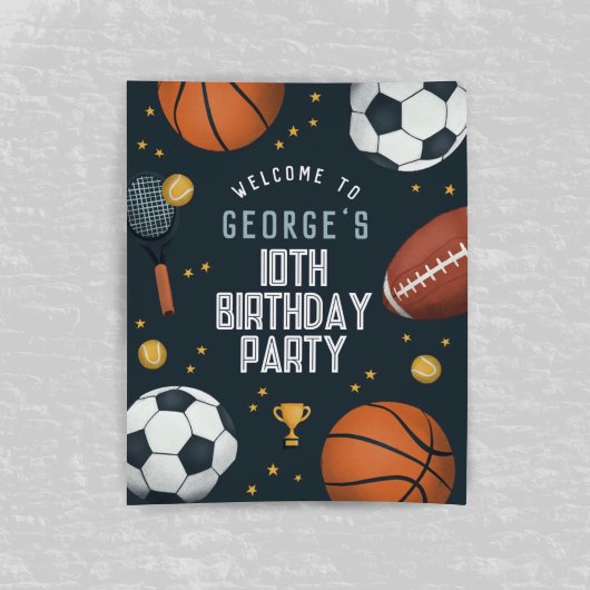 Boys Sporty Blue Affiche de bienvenue de fête d'an