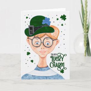 Boys St. Patrick's Day Cute Irish Lad Feestdagen Kaart