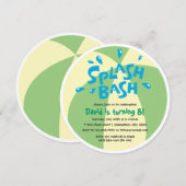 Boys Summer Splash Pool Birthday Kaart (Voorkant / Achterkant)