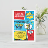 Boys Superhero 3ème anniversaire Invitation (Debout devant)