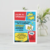 Boys Superhero 4ème anniversaire Invitation (Debout devant)