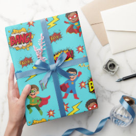 Boys Superhero Birthday Party Gift Wrapping Paper Cadeaupapier