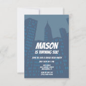 Boys Superhero City Anniversaire Fête Invitation (Devant)
