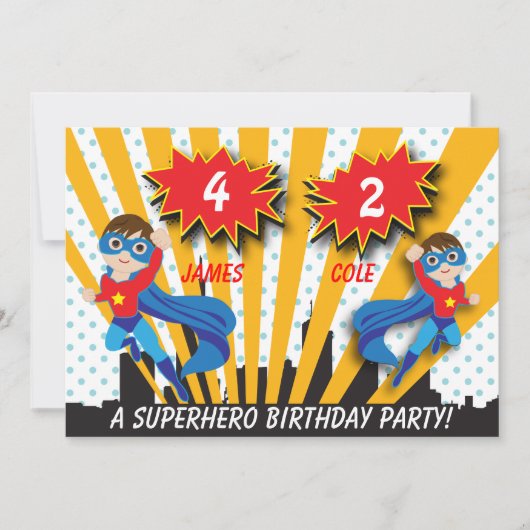 Boys Superhero Invitation d'anniversaire (Devant)