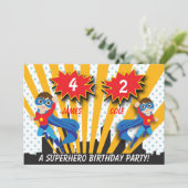 Boys Superhero Invitation d'anniversaire (Debout devant)