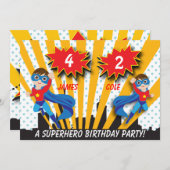Boys Superhero Invitation d'anniversaire (Devant / Derrière)
