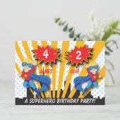 Boys Superhero Invitation d'anniversaire (Debout devant)