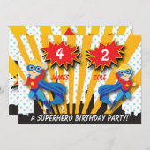 Boys Superhero Invitation d'anniversaire (Devant / Derrière)
