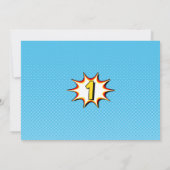 Boys Superhero Photo 1er anniversaire Invitation (Dos)