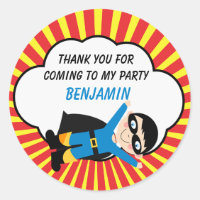 Boys Superhero Verjaardagsgunst Sticker