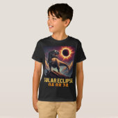 Boys T Rex Dinosaurus Astronaut Totale Zonsverduis T-shirt (Voorkant volledig)