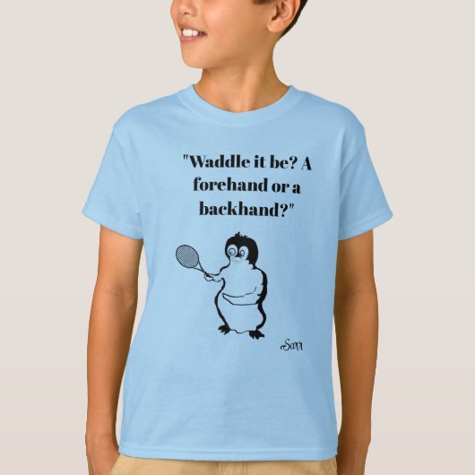 Boys T-Shirt : Penguin Tennis Player (Devant)