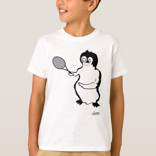 Boys T-Shirt : Penguin Tennis Player (Devant)