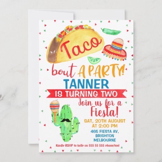 Boys Taco à propos d'une invitation pour fêter un  (Devant)