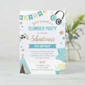 Boys Teepee Sleepover Invitation - Slumber Party (Debout devant)