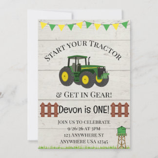 Boys Tractor Boerderij Verjaardagsfeest Uitnodigin
