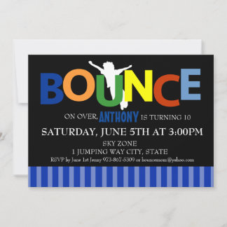Boys Trampoline colorée Bounce Party Invitation