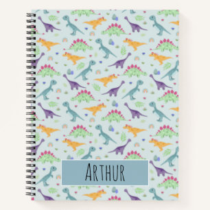 Boys Trendy Cute Blue T-Rex Dinosaur Pattern Notitieboek