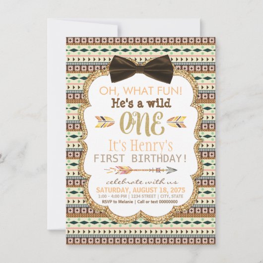 Boys Tribal First Birthday Party Invitation (Devant)