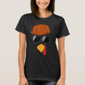 Boys Turkey Face Thanksgiving Trucker Hat Glasses T-shirt (Voorkant)