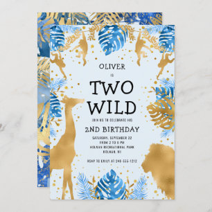 Boys Two Wild 2e verjaardag Blue Safari Kaart