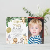 Boys Two Wild Safari photo Invitation d'anniversai (Debout devant)